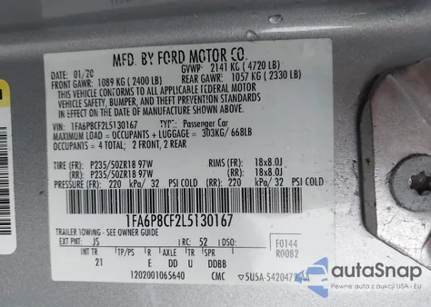 2020 Ford Mustang Gt Fastback из США, поврежденный, VIN 1FA6P8CF2L5130167